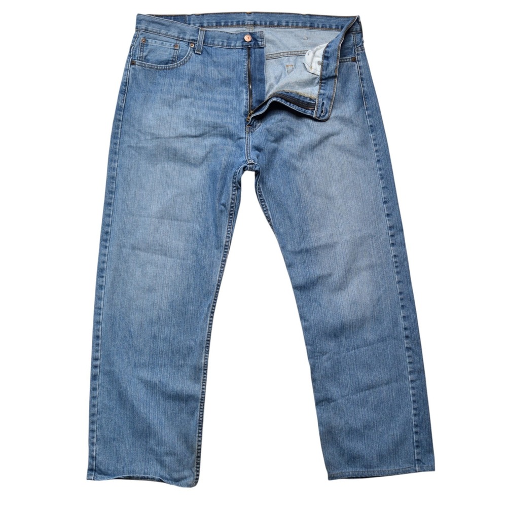 Levi's 569 Men's Size 40x30 Loose Straight Leg Blue Denim Jeans - Altered Hems